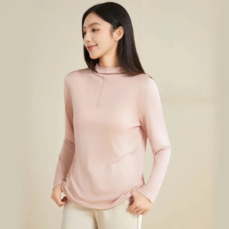 100% Silk Mock-Neck Top