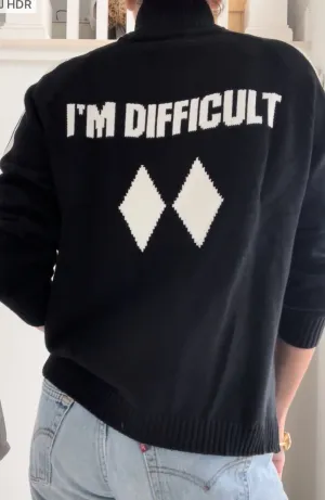 1/2 Zip I'M DIFFICULT Double Diamond Sweater