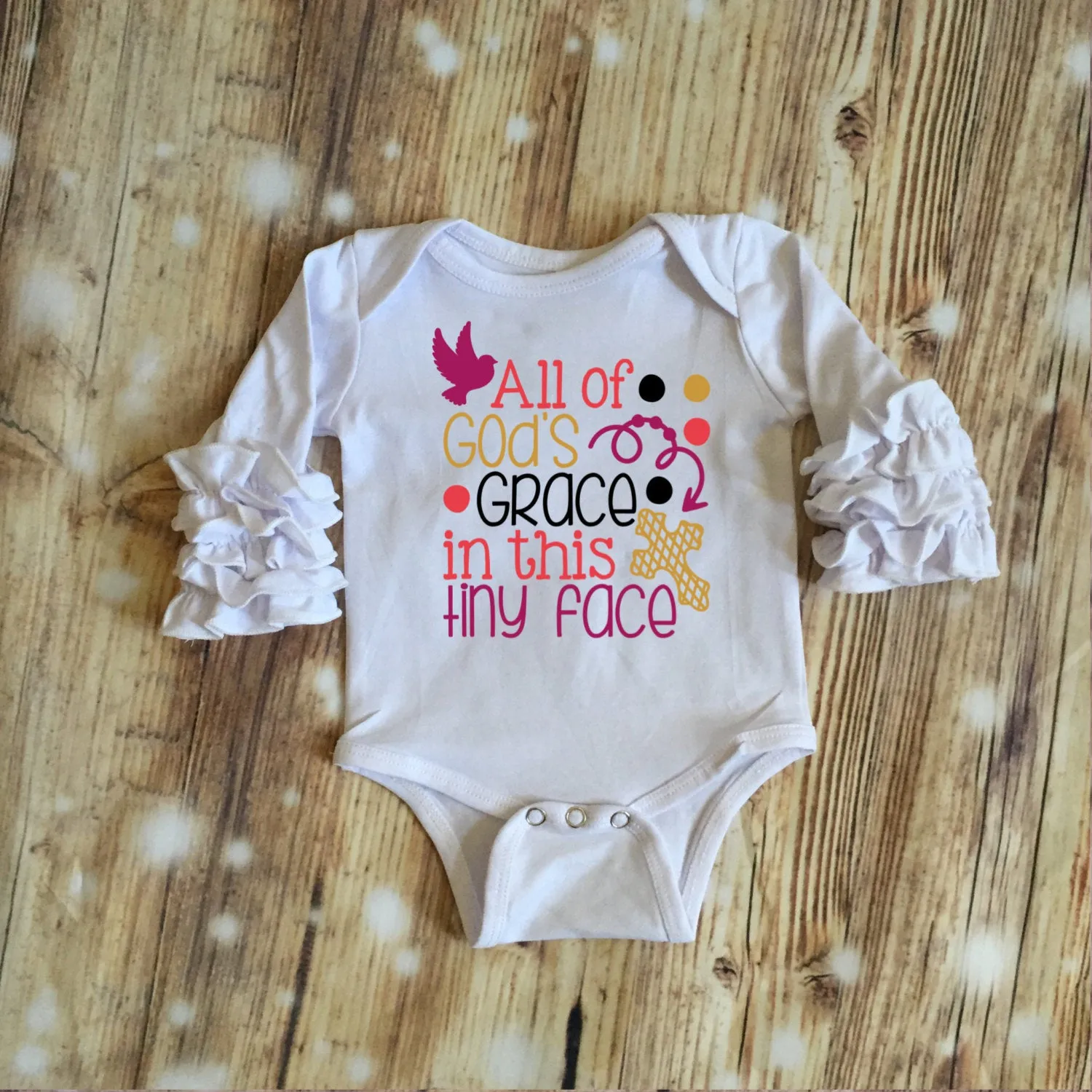 All Gods Grace Custom Ruffle Raglan Personalized Shirt Girl Baby Toddler Shirt