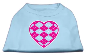 Argyle Heart Pink Screen Print Shirt Baby Blue XXL (18)