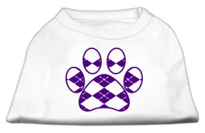 Argyle Paw Purple Screen Print Shirt White S (10)