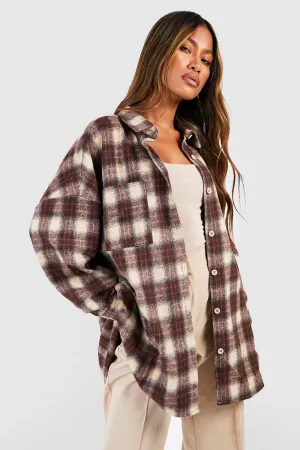Boohoo Oversized Flannel Shirt, Gray