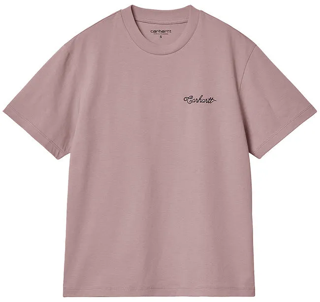 Carhartt WIP Womens Stitch T Shirt Glassy Pink Dark Navy