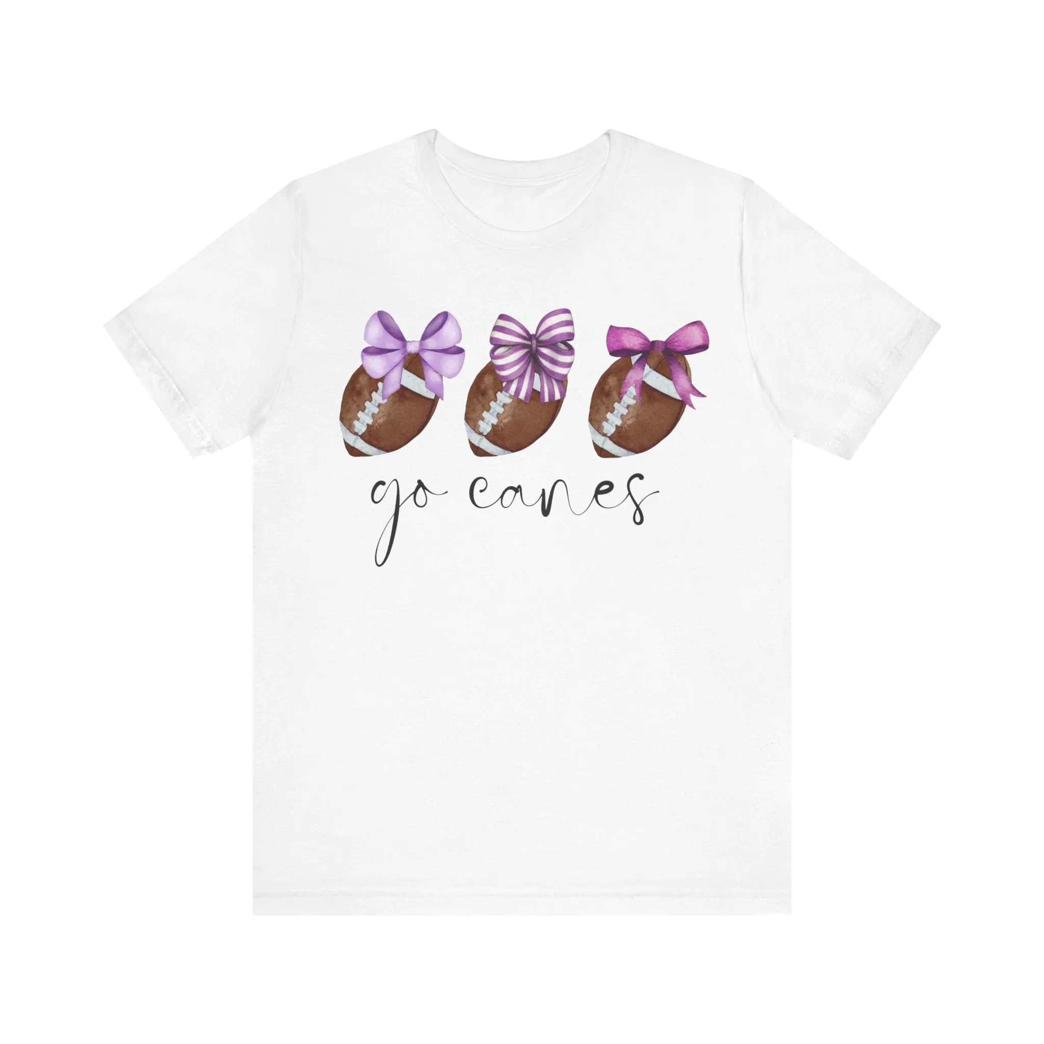 Cartersville Canes 3Football with Bows Unisex Jersey Short Sleeve Tee