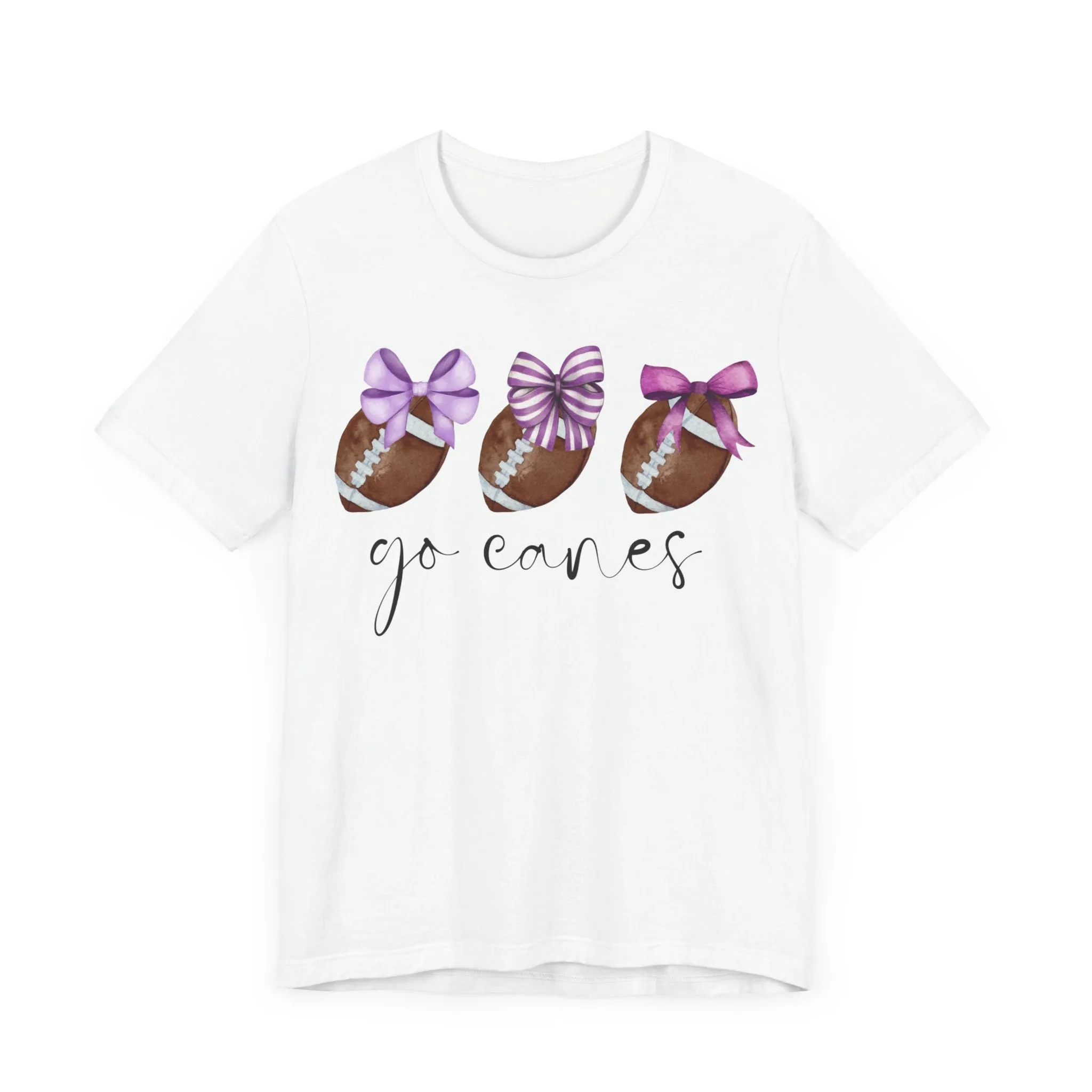 Cartersville Canes 3Football with Bows Unisex Jersey Short Sleeve Tee