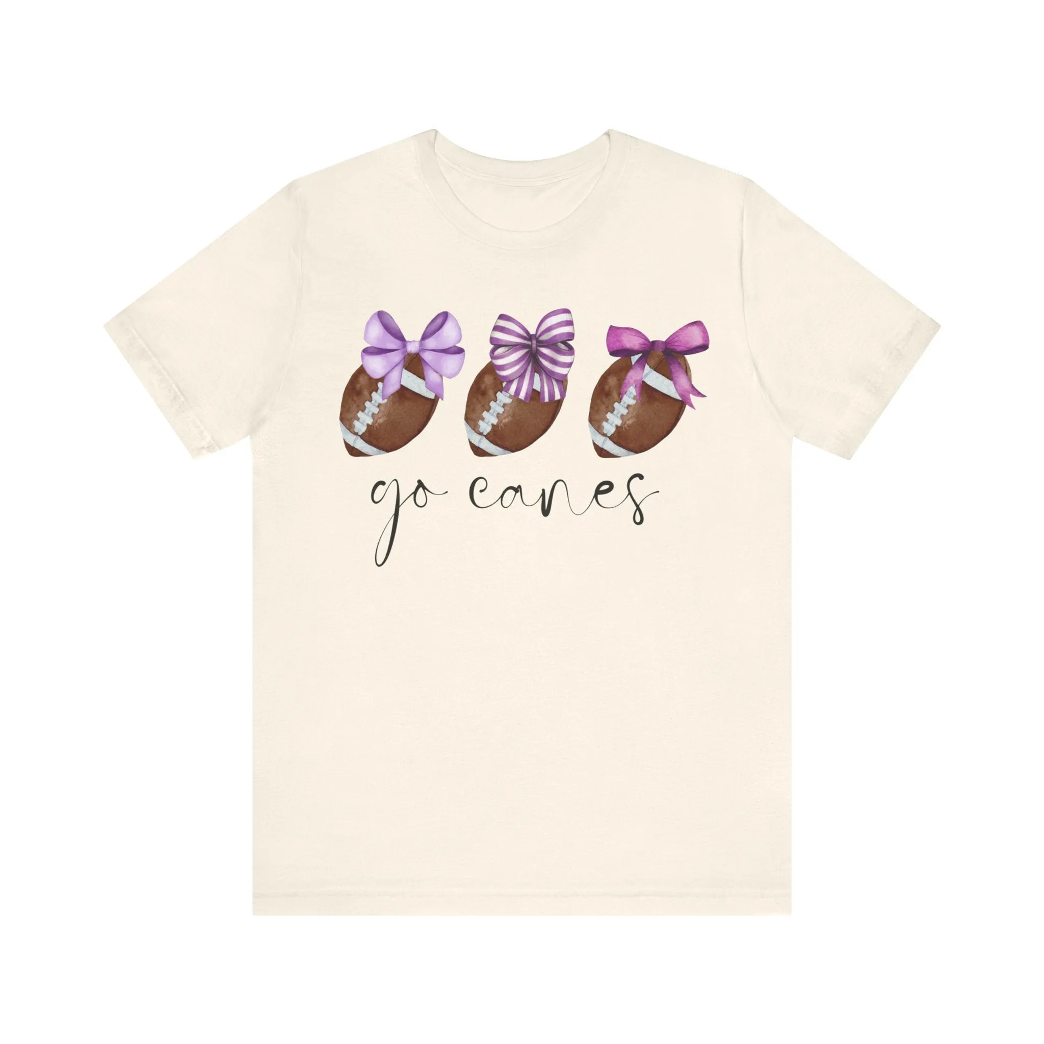 Cartersville Canes 3Football with Bows Unisex Jersey Short Sleeve Tee