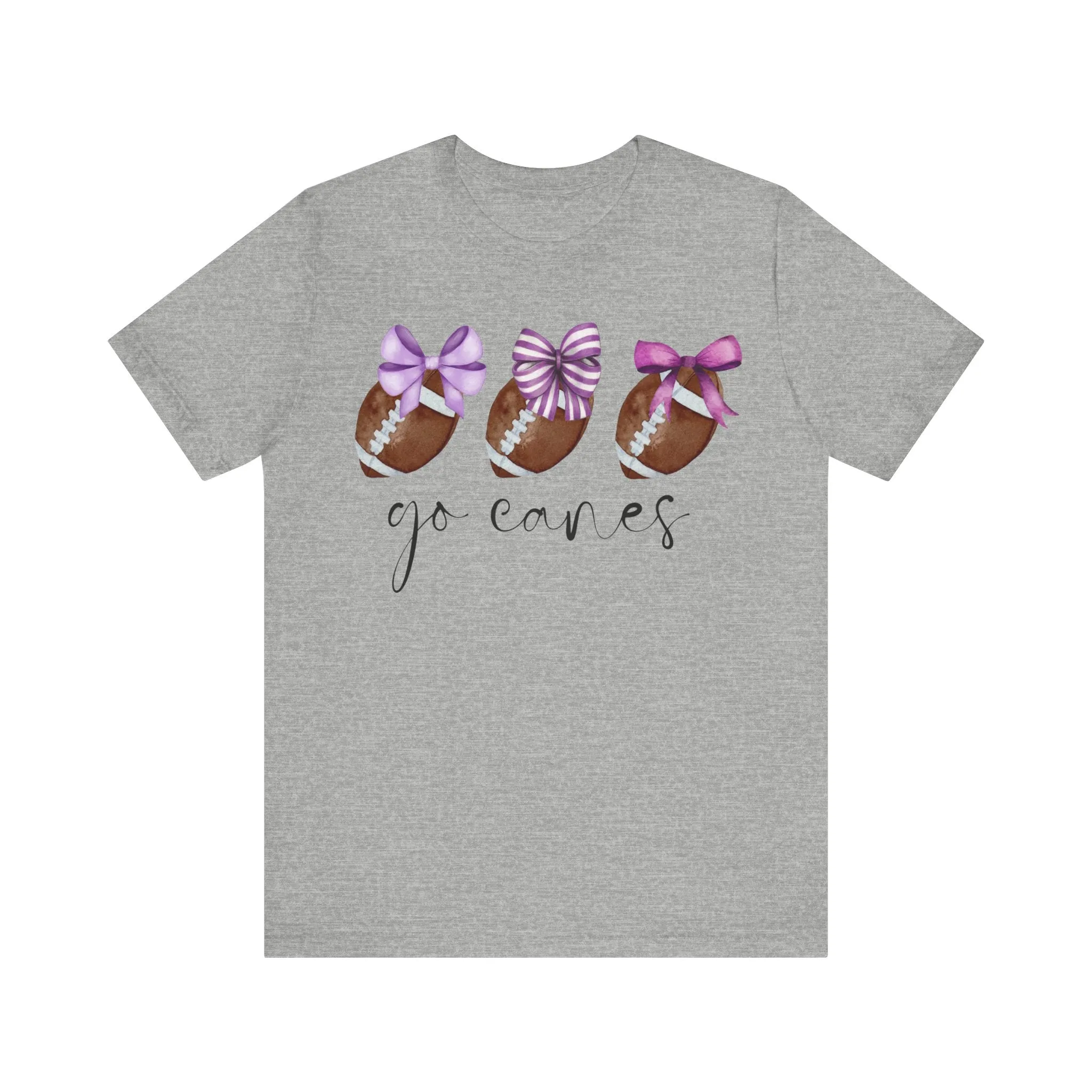 Cartersville Canes 3Football with Bows Unisex Jersey Short Sleeve Tee