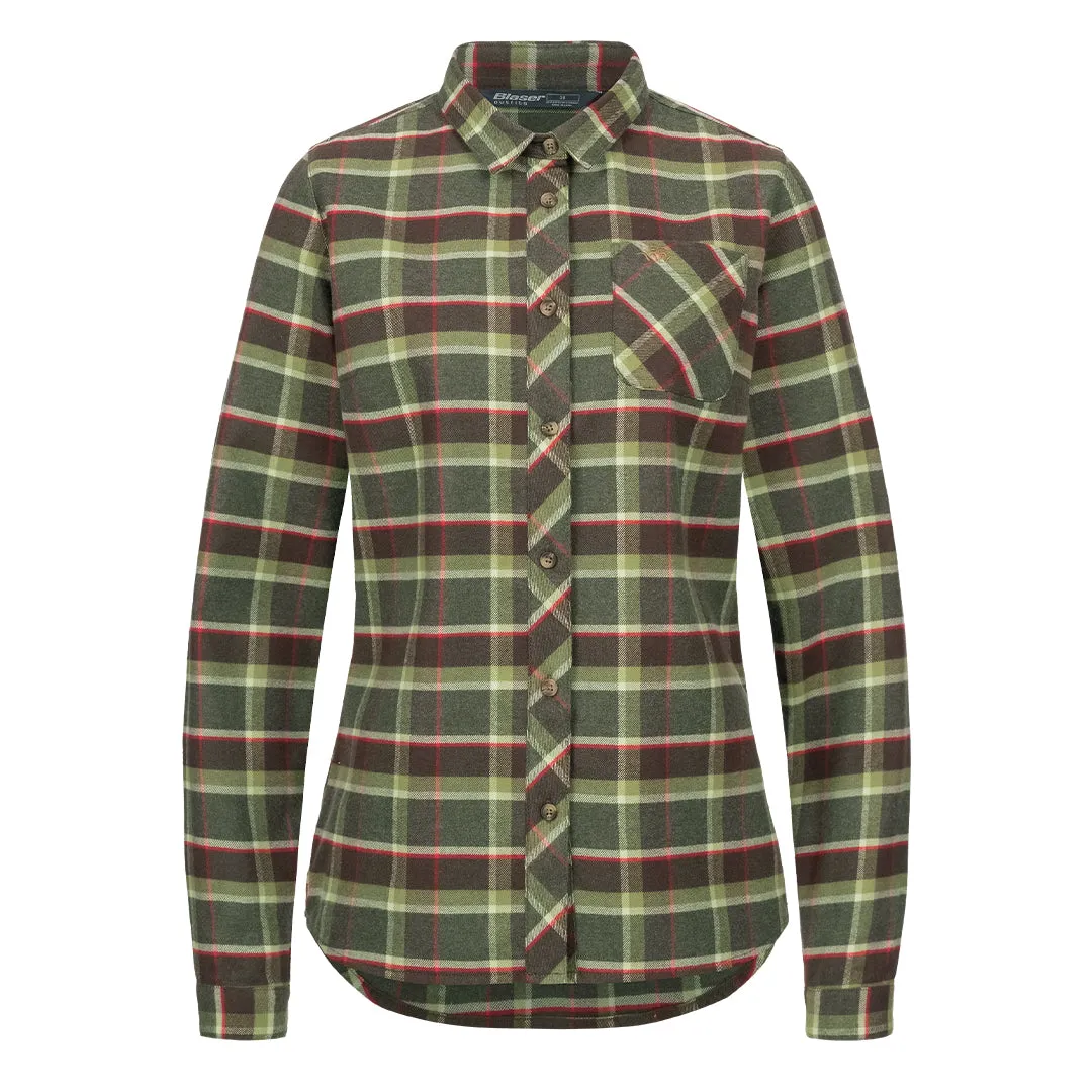 Charlotte Blouse - Olive/Red Checked by Blaser