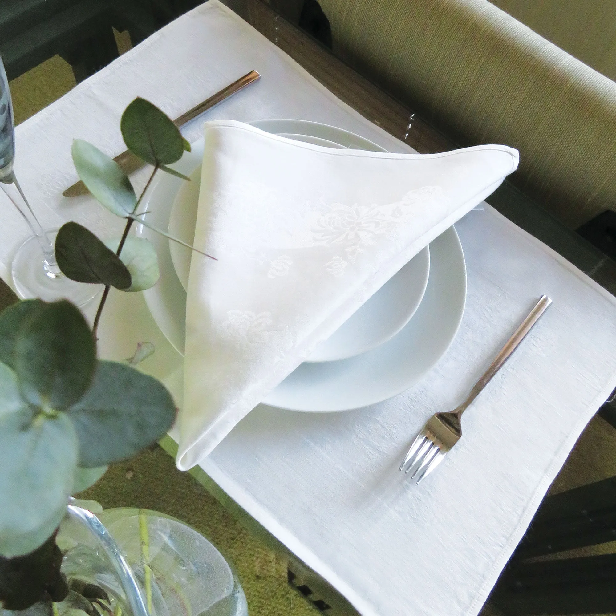Chrysanthemum Double Damask Irish Linen Napkin