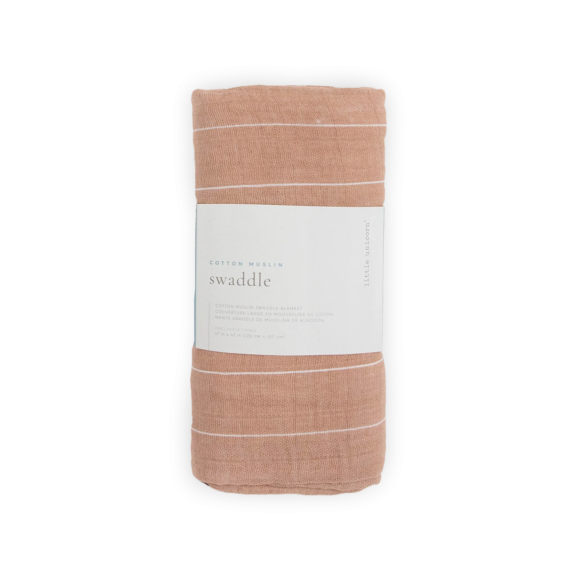 Cotton Muslin Swaddle Blanket - Mauve Stripe