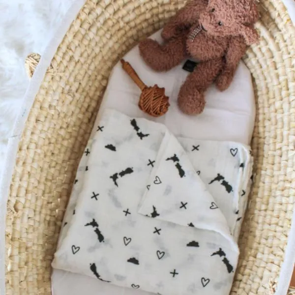 From NZ with Love - Muslin Wrap Black & White