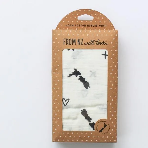 From NZ with Love - Muslin Wrap Black & White
