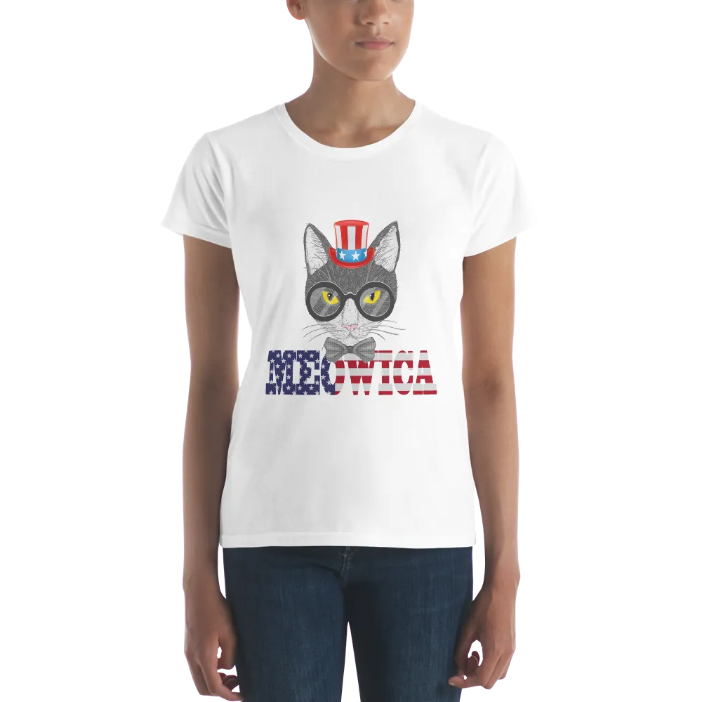 Gray Cat With Hat USA Women's Tee