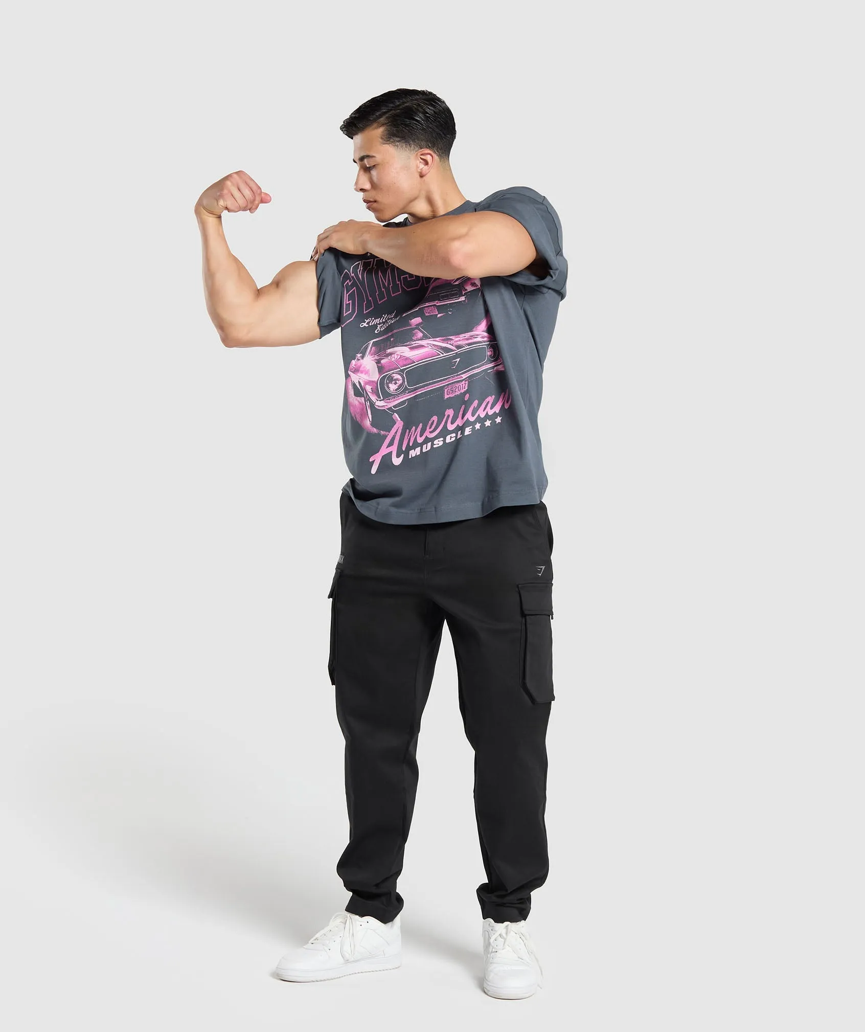 Gymshark American Muscle Extreme Oversized T-Shirt - Titanium Blue