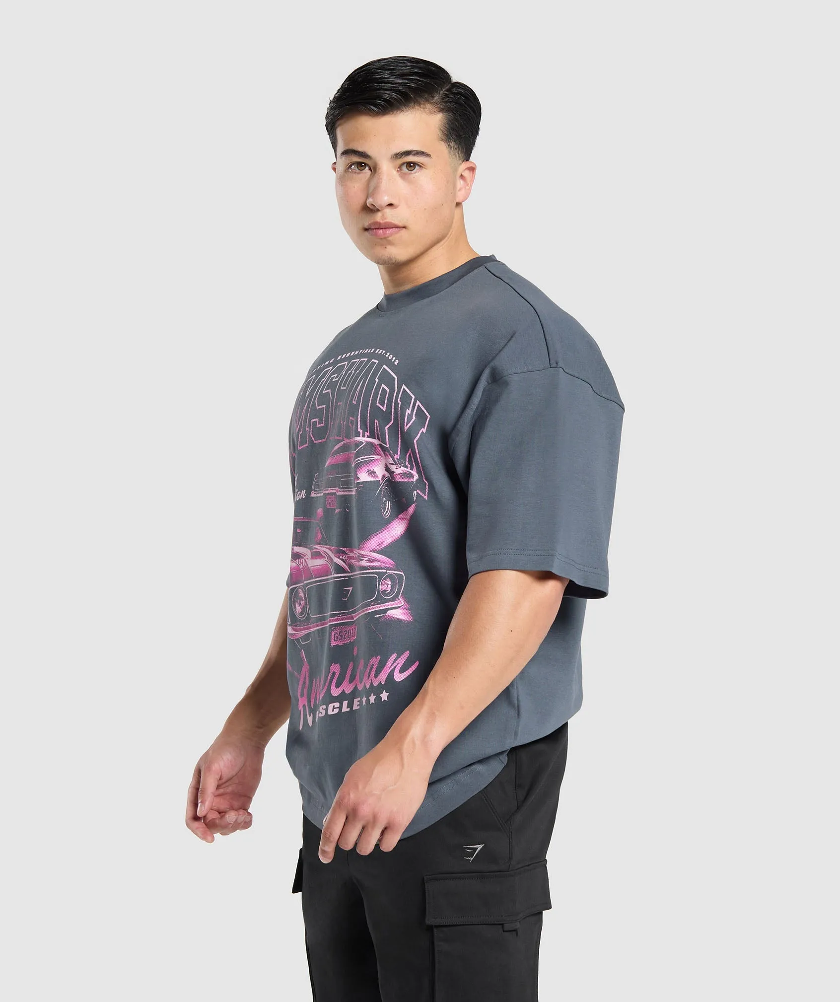Gymshark American Muscle Extreme Oversized T-Shirt - Titanium Blue