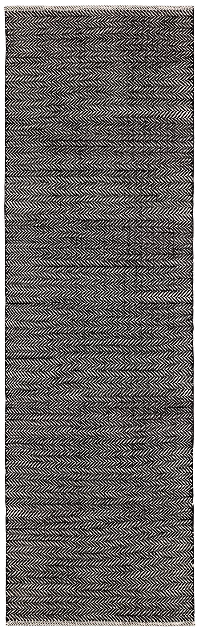 Herringbone Black Handwoven Cotton Rug Swatch