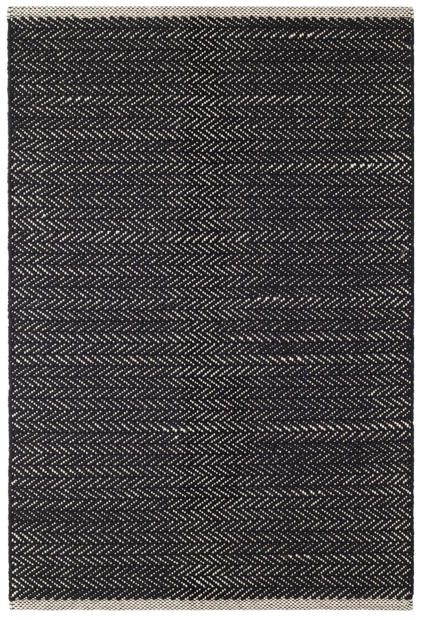 Herringbone Black Handwoven Cotton Rug Swatch