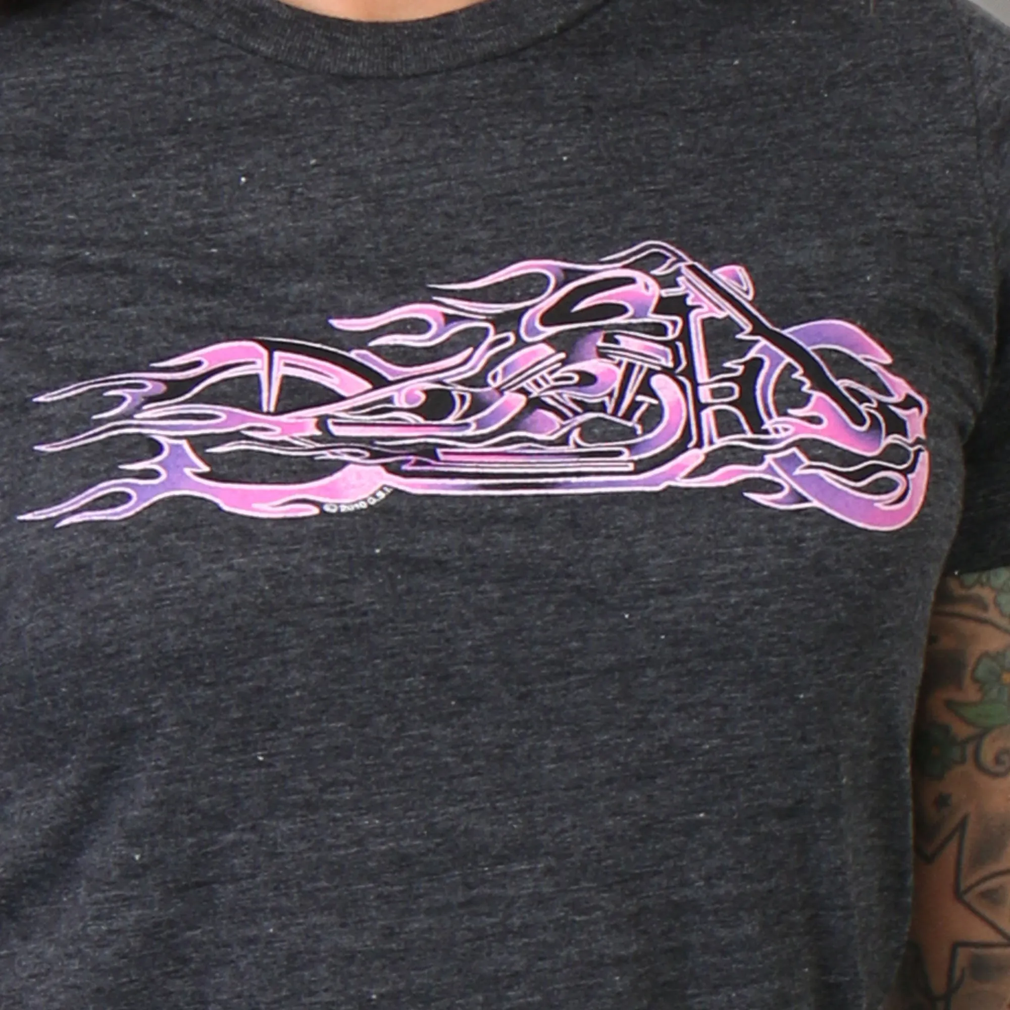Hot Leathers GLR1215 Ladies Pink and Purple Fire Bobber Full Cut Motorcycle Shirt