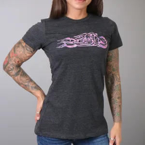 Hot Leathers GLR1215 Ladies Pink and Purple Fire Bobber Full Cut Motorcycle Shirt