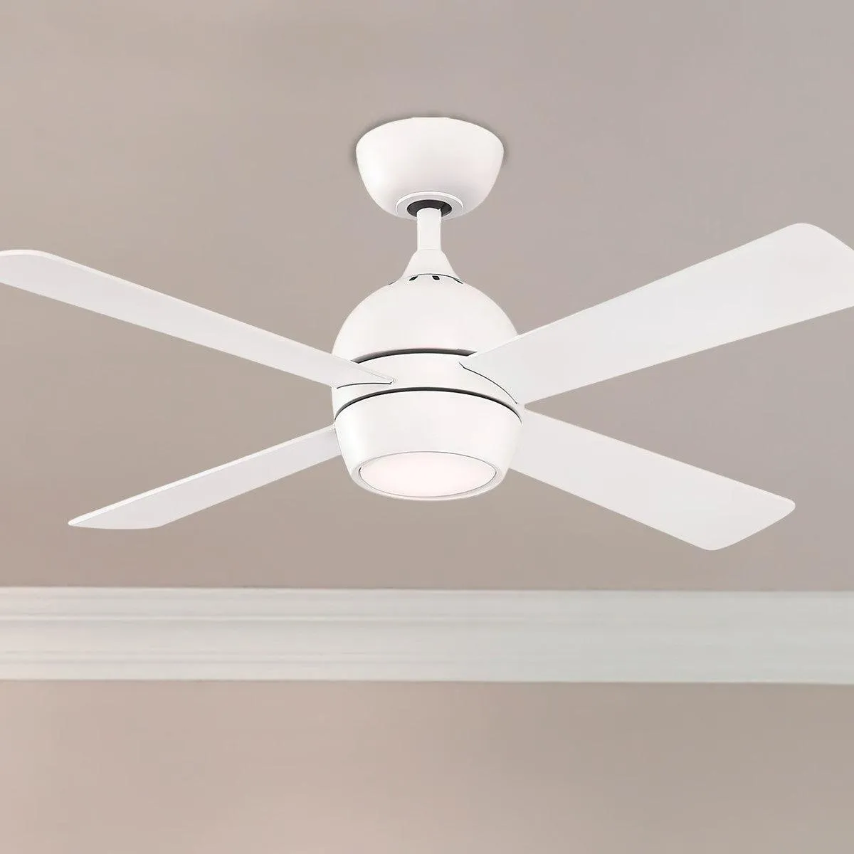 Kwad 44 Inch Matte White Modern LED Ceiling Fan with Remote