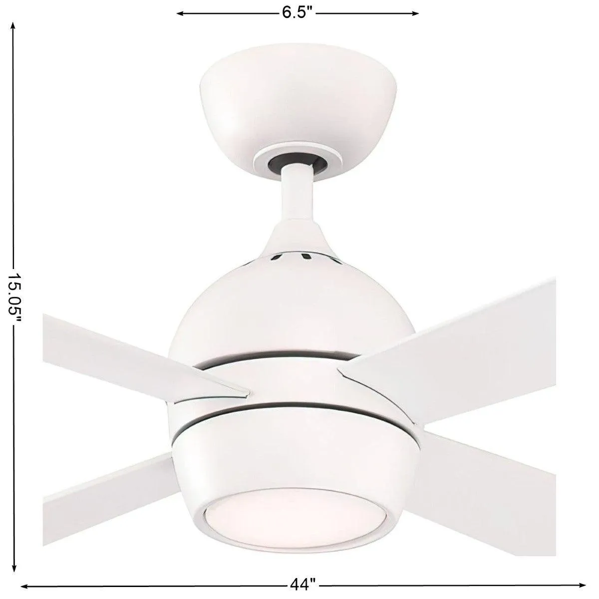 Kwad 44 Inch Matte White Modern LED Ceiling Fan with Remote