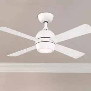 Kwad 44 Inch Matte White Modern LED Ceiling Fan with Remote