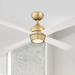 Kwad 52 Inch Brushed Satin Brass Modern LED Ceiling Fan with Remote