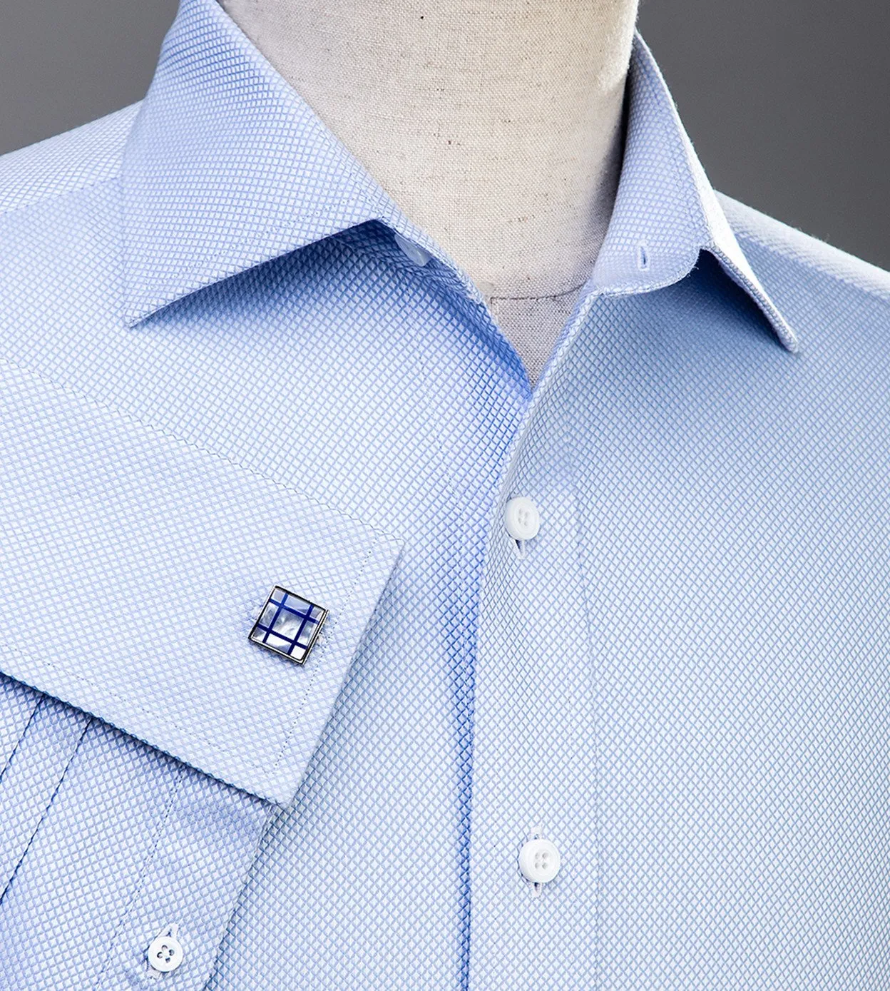 Light Blue Marcella Formal Business Dress Shirt Luxury Double French Cuff Fashion