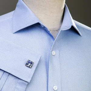 Light Blue Marcella Formal Business Dress Shirt Luxury Double French Cuff Fashion