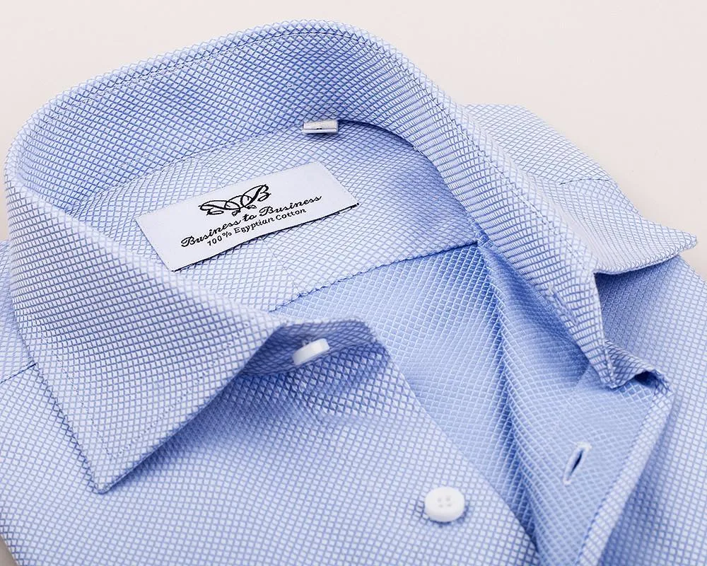 Light Blue Marcella Formal Business Dress Shirt Luxury Double French Cuff Fashion