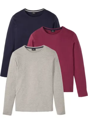 Long sleeve shirt (3 pieces) Bpc Bonprix Collection, gray