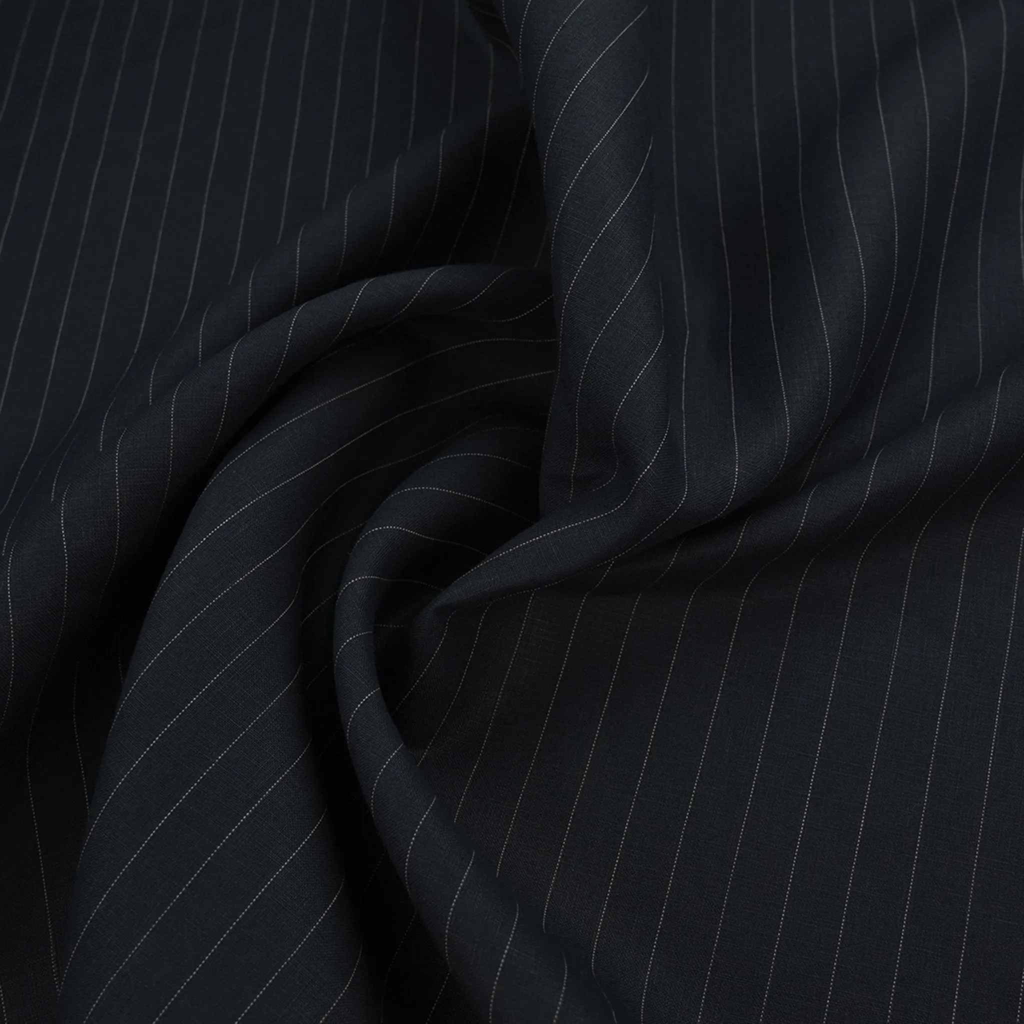 Midnight Pinstripe Linen Fabric 97573