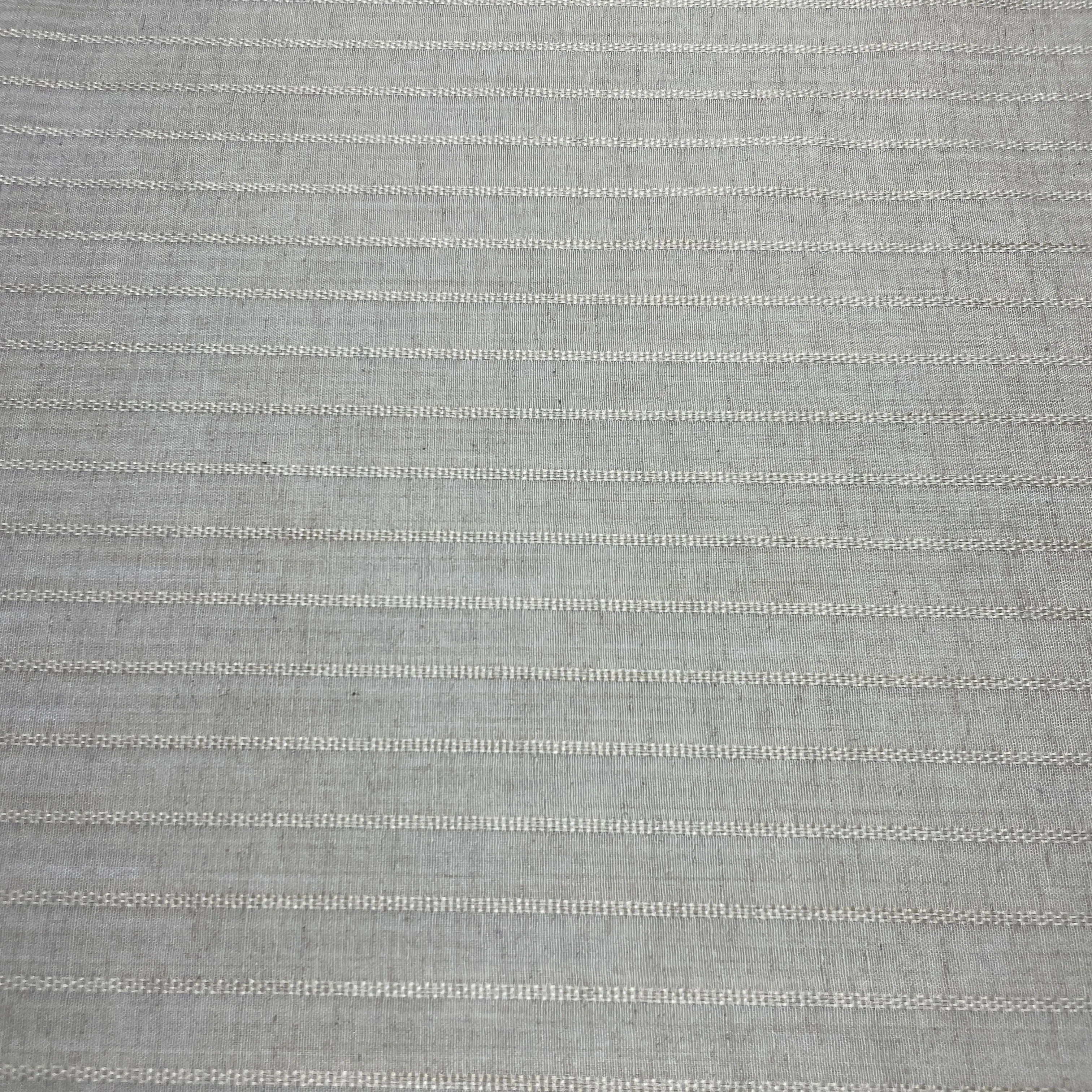 Off White Thread Stripes Print Cotton Linen Fabric 18437