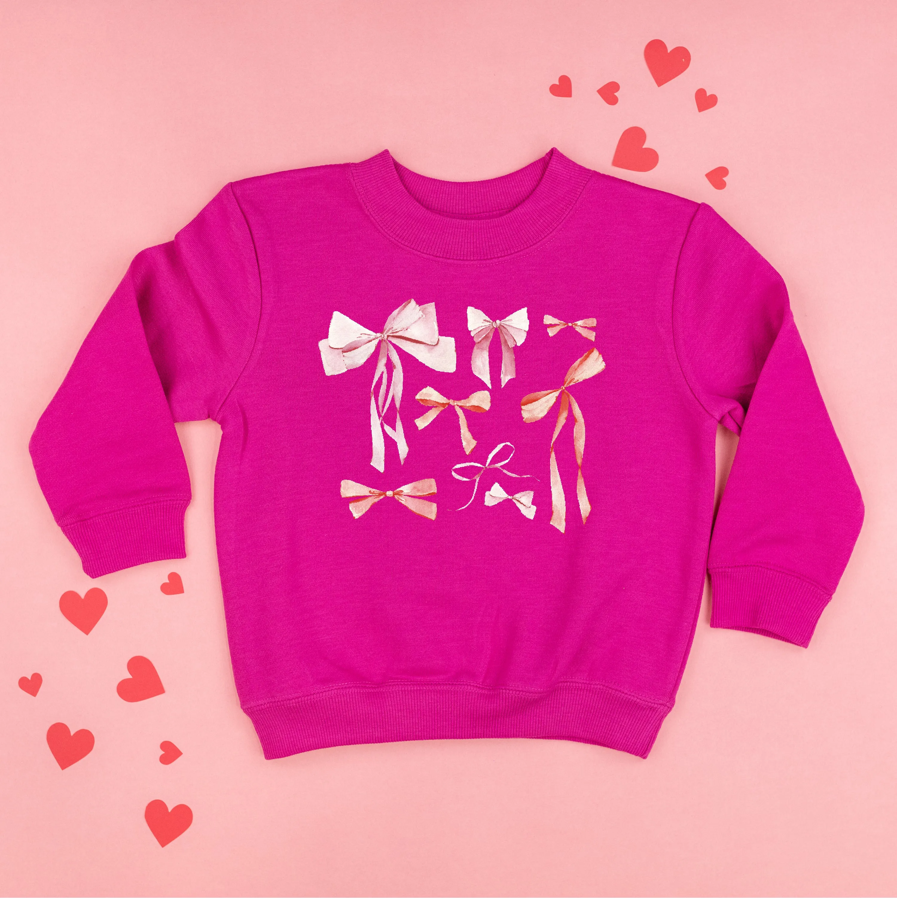 Pink And Red Valentine Bows - Child Sweater