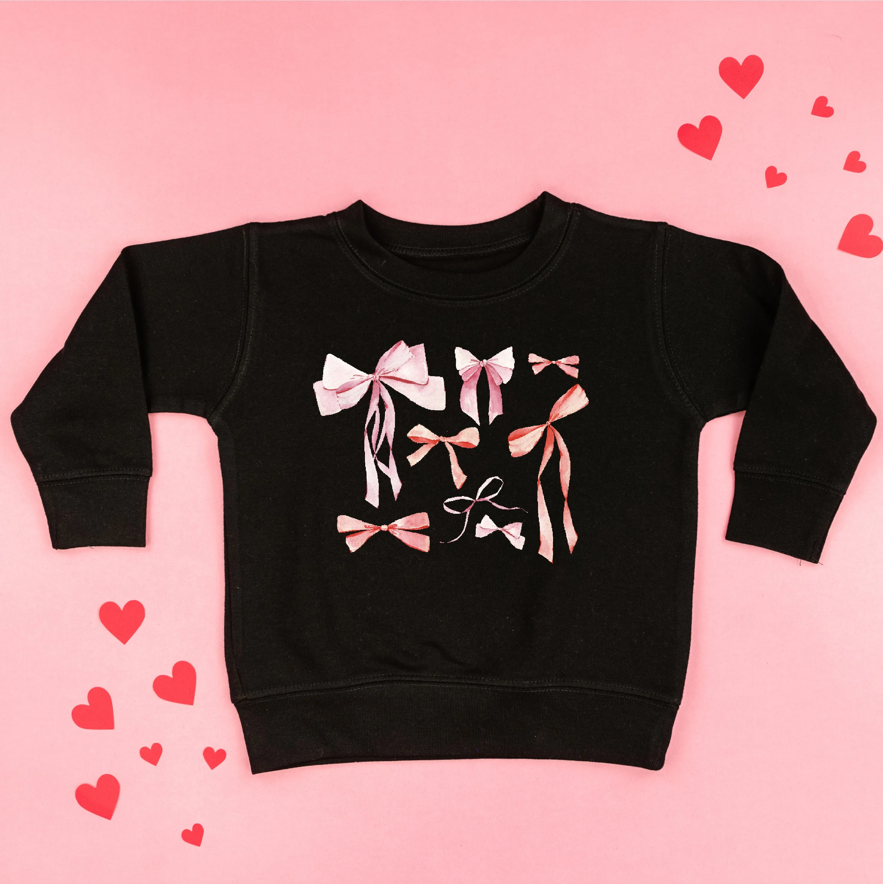 Pink And Red Valentine Bows - Child Sweater