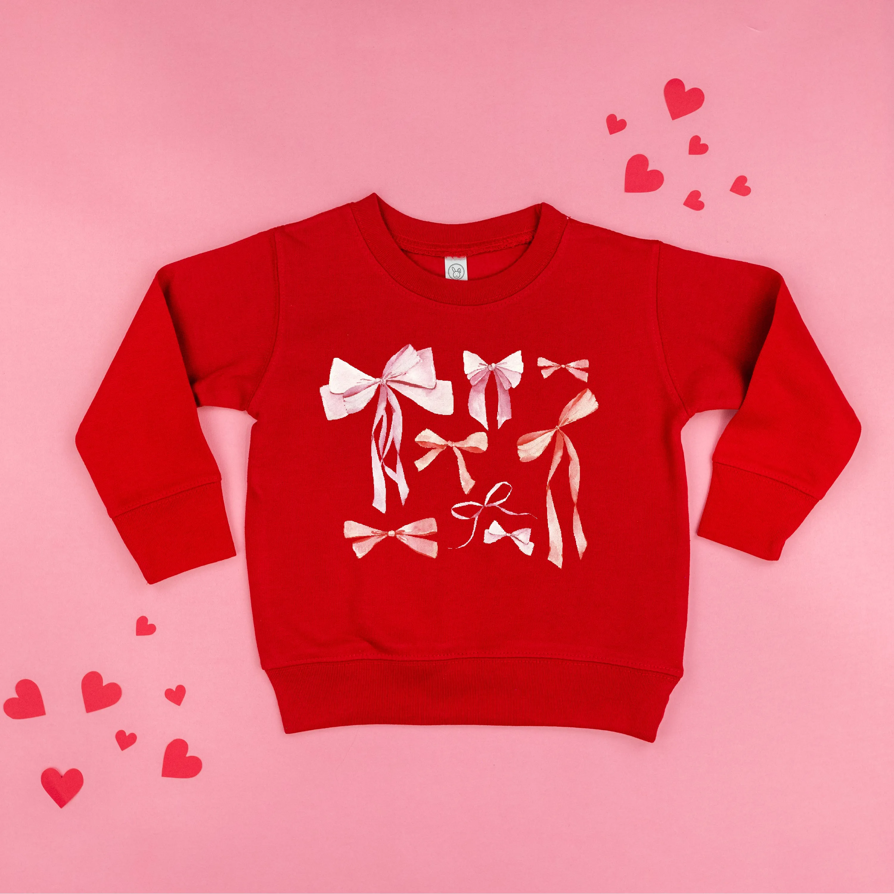 Pink And Red Valentine Bows - Child Sweater