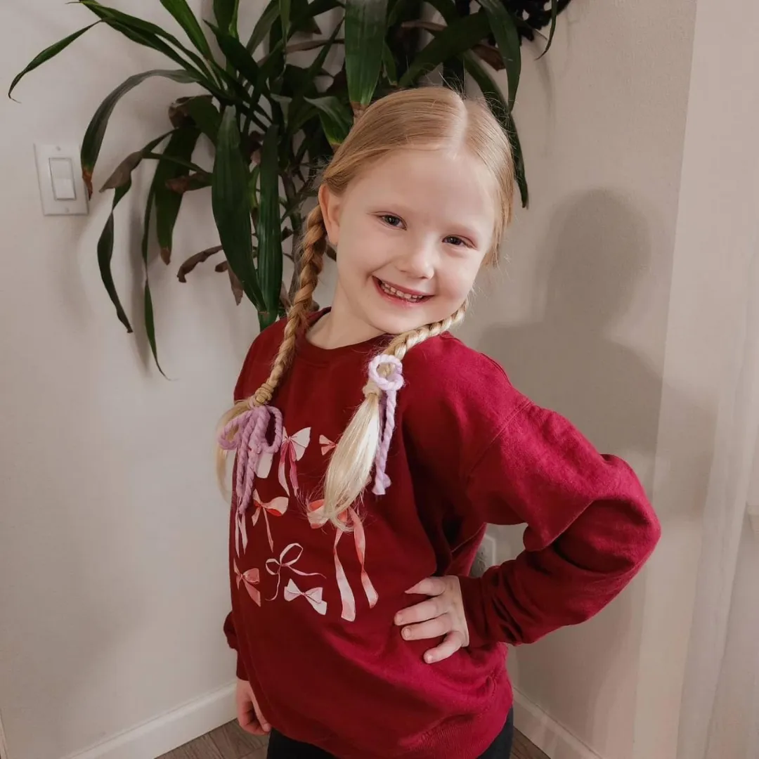 Pink And Red Valentine Bows - Child Sweater