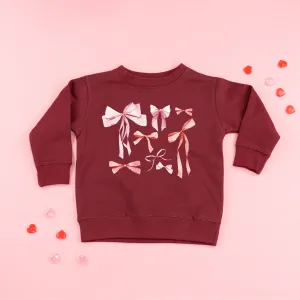 Pink And Red Valentine Bows - Child Sweater