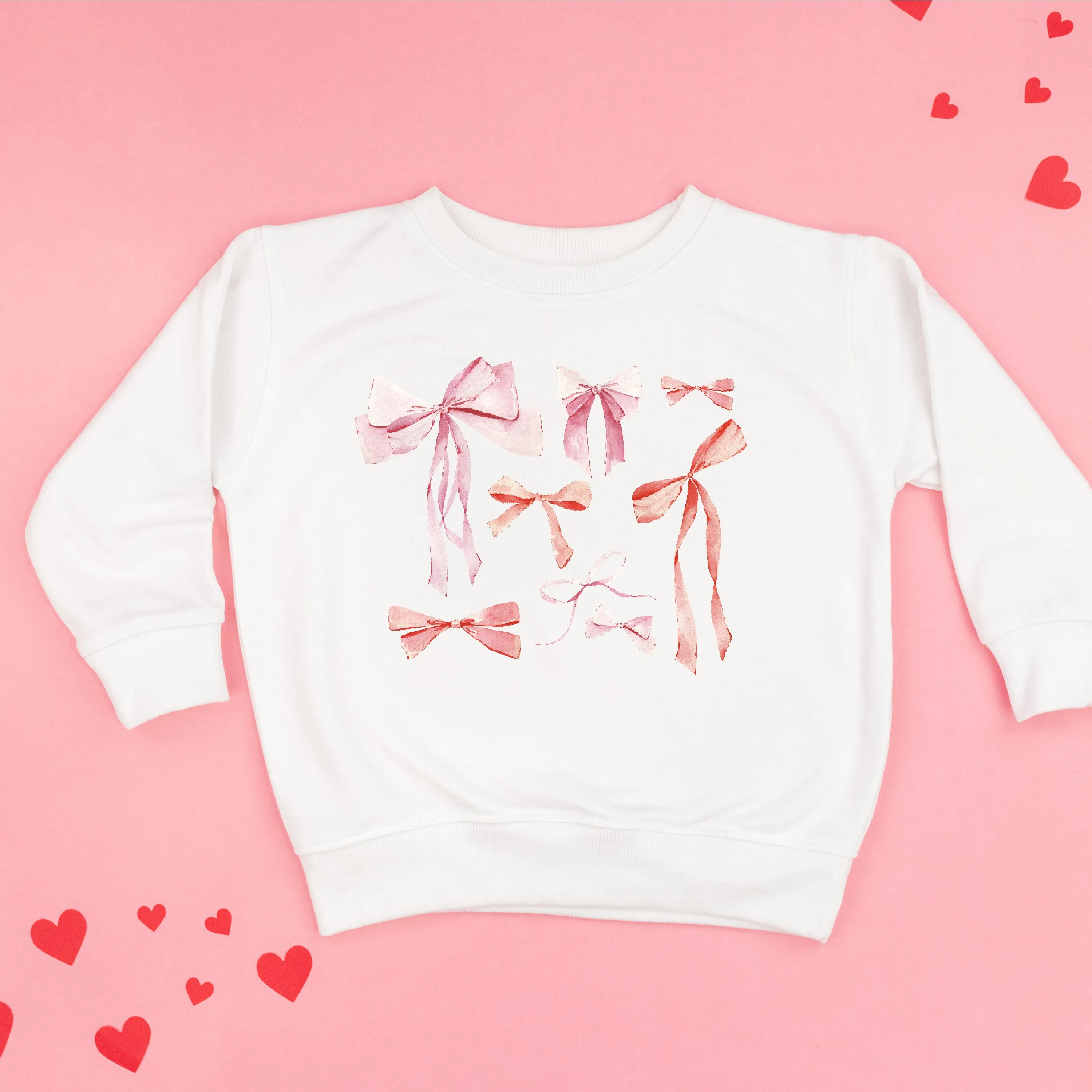 Pink And Red Valentine Bows - Child Sweater
