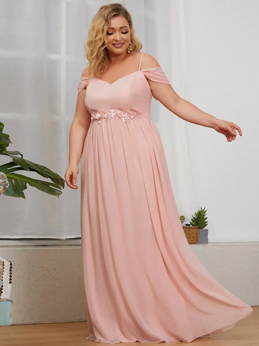 Plus Size Sequin A-Line Cold Shoulder Bridesmaid Dress