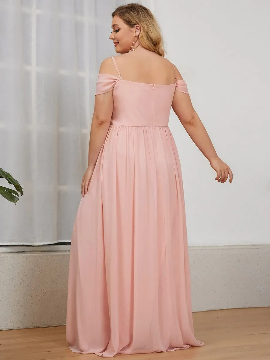 Plus Size Sequin A-Line Cold Shoulder Bridesmaid Dress