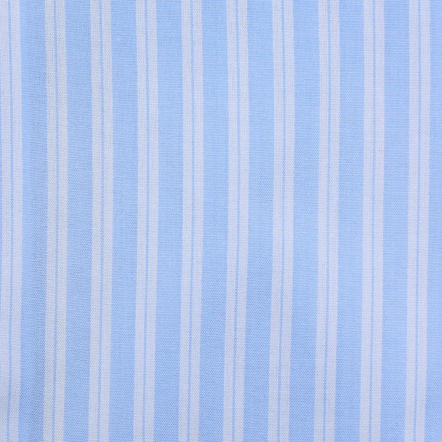 Poplin Semi Spread Shirt - Blue / White - Ticking Stripe
