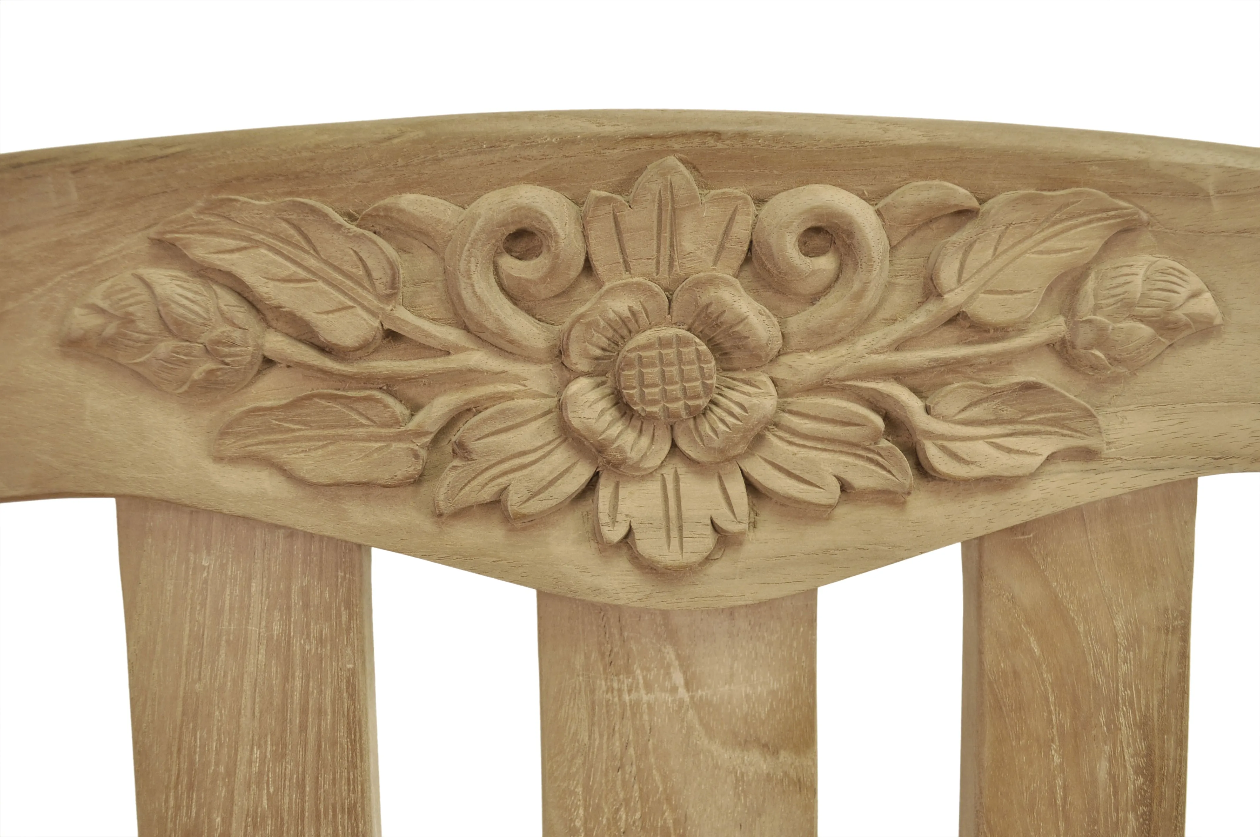 Raw Teak 50" Round Rose Bench, 37 H x 50 W x 24 L, Delivered Fre In 5 - 9 Working Days