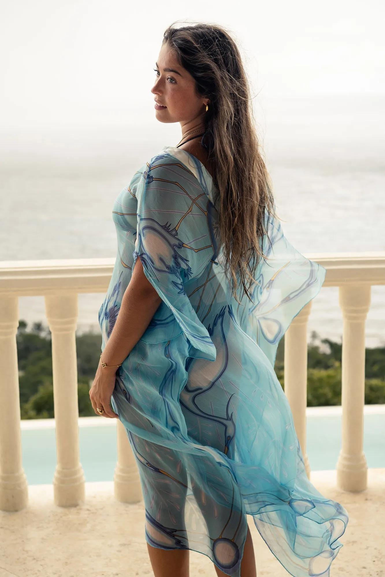 Silk Chiffon Ellie Kaftan EGRET