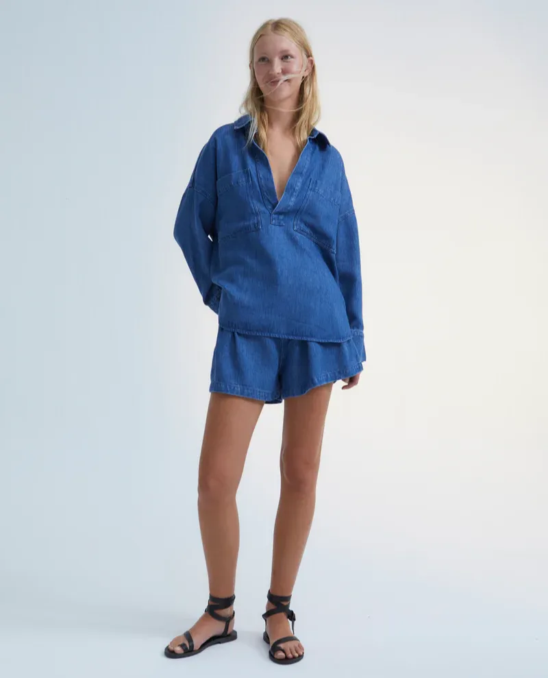 The New Society Woodland Denim Blouse