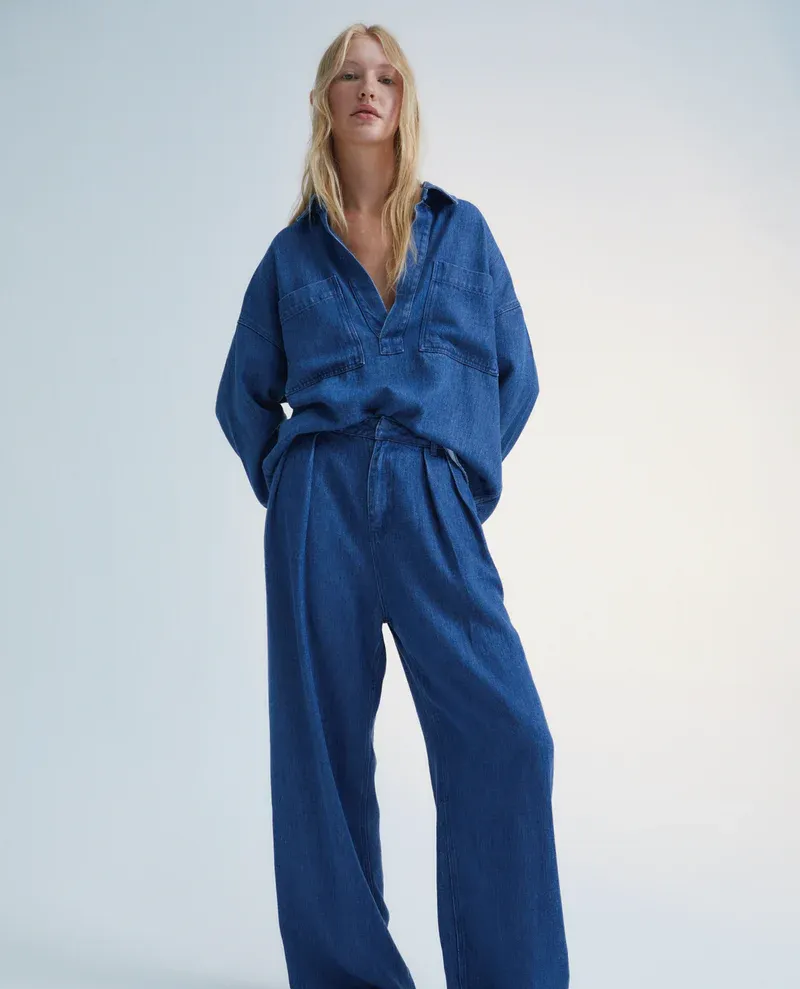 The New Society Woodland Denim Blouse